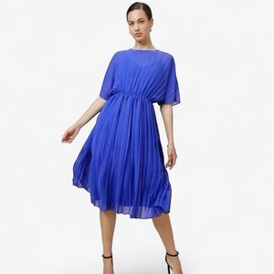NWT. Banana Republic Elegant Blue Pleaded Midi Dress